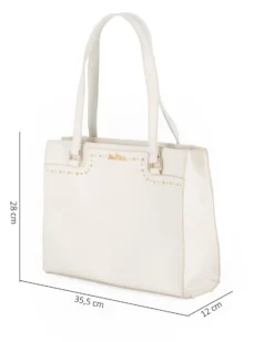MISS GLOBO - Borsa due manici panna con dettaglio borchie