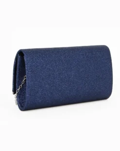 MISS GLOBO - Bustina blu glitterata con fiocco di strass e finitura sulla patta