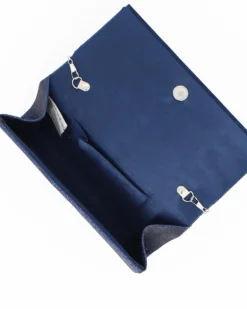 MISS GLOBO - Bustina blu glitterata con fiocco di strass e finitura sulla patta