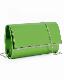 MISS GLOBO -Bustina verde specchio con inserto strass