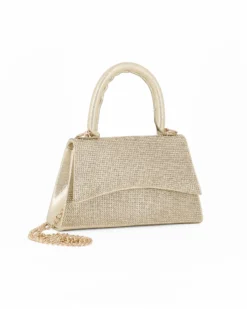 MISS GLOBO - Clutch un manico oro con patta e strass