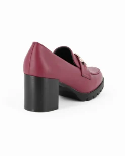 MISS GLOBO - Mocassino bordeaux con sottopiede in memory soft e morsetto, tacco 6,5CM