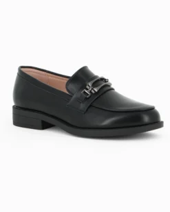 MISS GLOBO - Mocassino nero con morsetto e soletta in memory soft