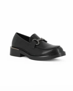 MISS GLOBO - Mocassino nero effetto con morsetto e sottopiede in memory soft