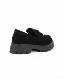 MISS GLOBO - Mocassino nero scamosciato in VERA PELLE con morsetto e sottopiede in memory soft
