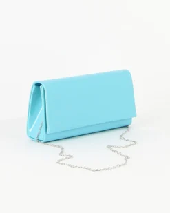 MISS GLOBO - Pochette azzurra in vernice con patta