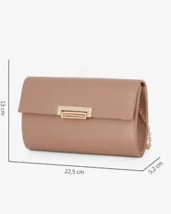 MISS GLOBO - Pochette beige con patta e chiusura metallica a incastro