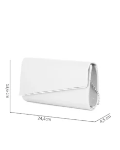 MISS GLOBO - Pochette bianca in vernice con patta taglio diagonale
