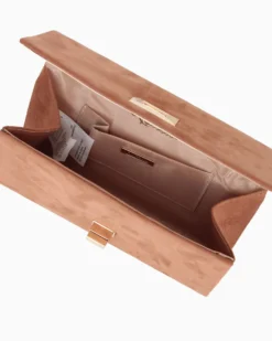 MISS GLOBO - Pochette camel scamosciata con patta e chiusura a girello