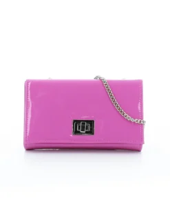 MISS GLOBO-Pochette fuxia in vernice con patta e chiusura a girello