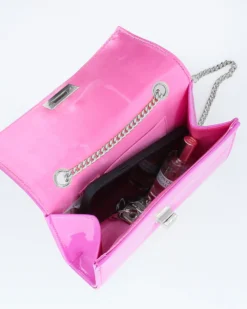 MISS GLOBO-Pochette fuxia in vernice con patta e chiusura a girello