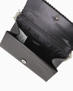MISS GLOBO - Pochette nera con patta e manico in strass