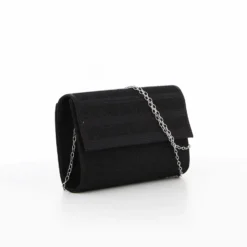 MISS GLOBO - Pochette nera glitterata con strass sulla patta