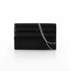 MISS GLOBO - Pochette nera glitterata con strass sulla patta