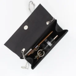 MISS GLOBO - Pochette nera glitterata con strass sulla patta