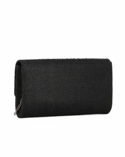MISS GLOBO - Pochette nera in lurex con patta effetto onde