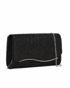 MISS GLOBO - Pochette nera in lurex con patta effetto onde
