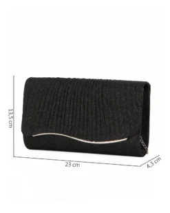 MISS GLOBO - Pochette nera in lurex con patta effetto onde
