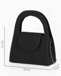 MISS GLOBO - Pochette nera in lurex con due manici e patta