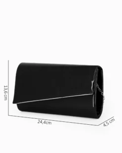 MISS GLOBO - Pochette nera in vernice con patta taglio diagonale
