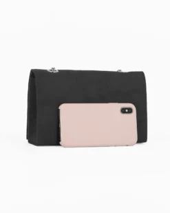 MISS GLOBO - Pochette nera scamosciata con patta e chiusura a girello