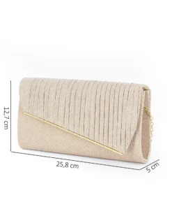MISS GLOBO - Pochette oro in lurex con patta effetto onde e taglio diagonale