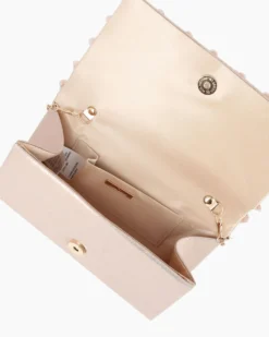 MISS GLOBO - Pochette oro rosa con patta e paillettes, tracollina removibile