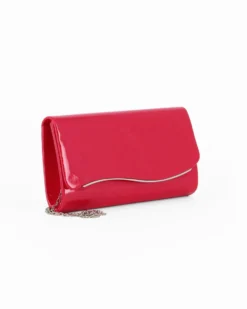 MISS GLOBO - Pochette rossa effetto vernice con patta e dettaglio argento