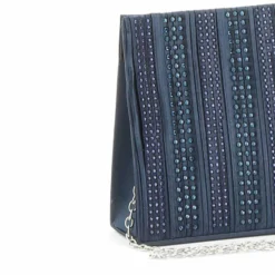 MISS GLOBO- Pochette triangolare con fasce strass verticali