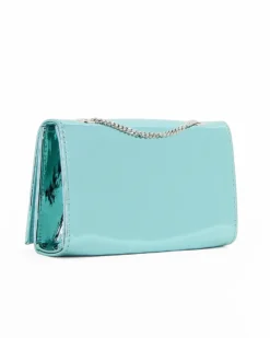 MISS GLOBO - Pochette turchese a specchio con patta e chiusura a girello
