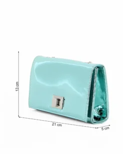 MISS GLOBO - Pochette turchese a specchio con patta e chiusura a girello