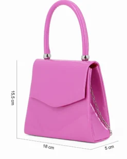 MISS GLOBO - Pochette un manico fuxia in vernice con patta