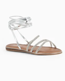 MISS GLOBO - Sandalo argento lace-up con cinturini in strass