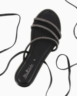 MISS GLOBO - Sandalo canna fucile lace-up con cinturini in strass