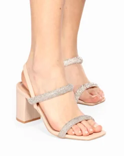 MISS GLOBO - Sandalo gioiello beige tacco 7,5