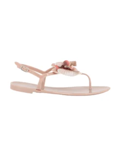 MISS GLOBO - Sandalo infradito nude con fiore e strass