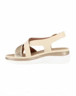 MISS GLOBO - Sandalo panna con strass e sottopiede in memory soft