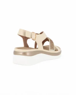 MISS GLOBO - Sandalo panna con strass e sottopiede in memory soft