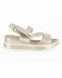 MISS GLOBO - Sandalo platform beige con sottopiede in memory soft, zeppa 5CM