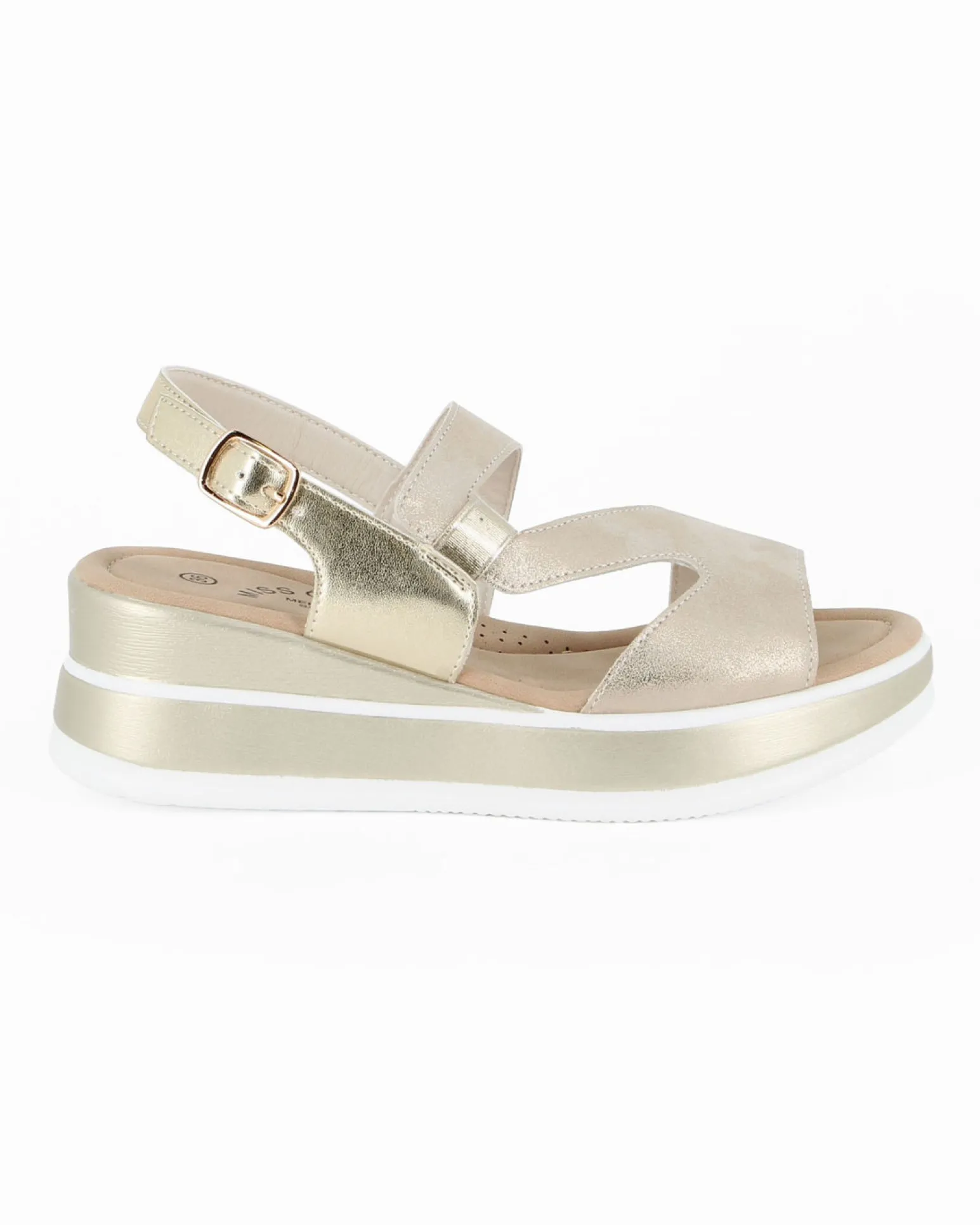 MISS GLOBO - Sandalo platform beige con sottopiede in memory soft, zeppa 5CM