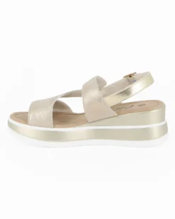 MISS GLOBO - Sandalo platform beige con sottopiede in memory soft, zeppa 5CM