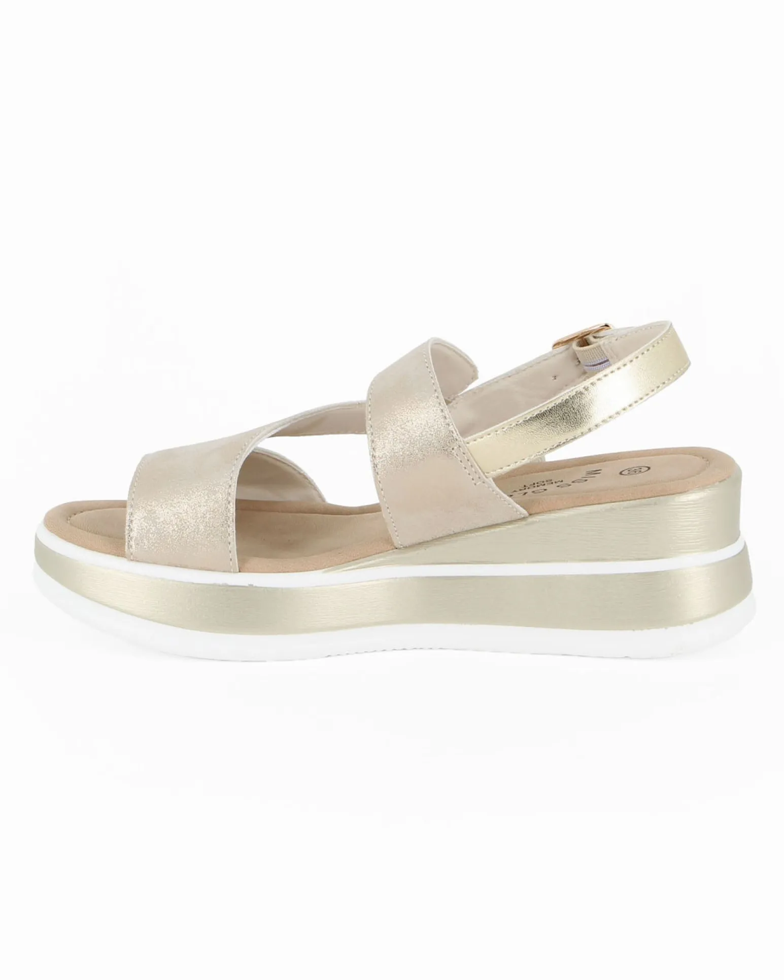 MISS GLOBO - Sandalo platform beige con sottopiede in memory soft, zeppa 5CM