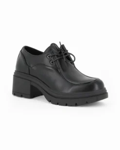 MISS GLOBO - Scarpa nera con lacci e suola track, tacco 6CM
