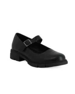 MISS GLOBO - Scarpa nera con suola track e cinturino con fibbia frontale