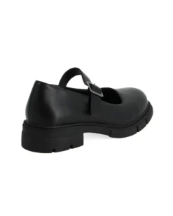 MISS GLOBO - Scarpa nera con suola track e cinturino con fibbia frontale