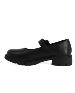 MISS GLOBO - Scarpa nera con suola track e cinturino con fibbia frontale