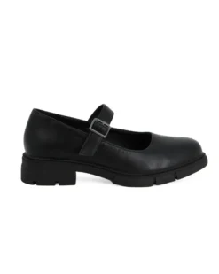 MISS GLOBO - Scarpa nera con suola track e cinturino con fibbia frontale