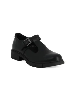 MISS GLOBO - Scarpa nera con suola track e cinturino con fibbia frontale