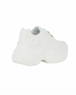 MISS GLOBO - Scarpa sneakers bianca da donna con lacci e cuore in strass