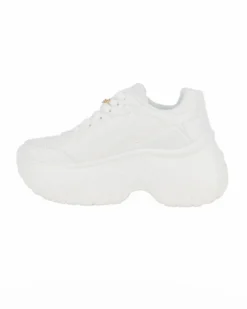 MISS GLOBO - Scarpa sneakers bianca da donna con lacci e cuore in strass